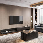 Load image into Gallery viewer, homary Black Lift-Top Coffee Table with Hidden Storage, 3-in-1 Modern Folding Center Table with 4 Stools, Casters, and Lockable Wheels – Convertible Dining &amp; Office Table for Living Room