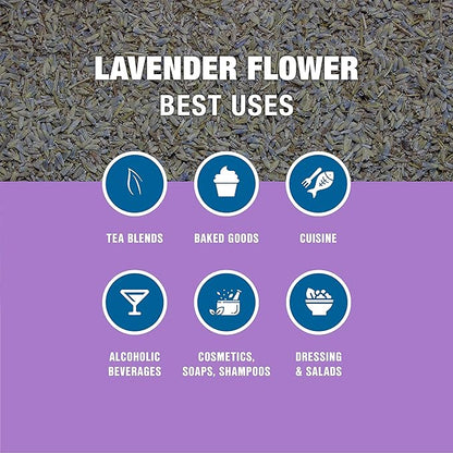 Tiesta Tea - Dried Organic Lavender Flower, Loose Leaf, Premium Non-Caffeinated Blend, Make Hot or Iced, Raw Edible Lavender Buds, Rich Flavors, 8oz Resealable Bulk Pouch