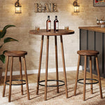 Load image into Gallery viewer, Tribesigns 3 Pieces Bar Table Set, 23.6" Round Pub Table, Small Bar Height Pub for 2, Industrial Home Bar Unit Set with 2 Stools for Kitchen, Dining Room, Living Room &amp; Bistro, Rustic Brown