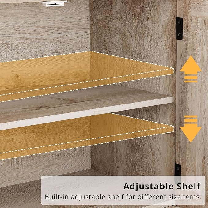 IRONCK Buffet Cabinet with Storage, Sideboard Storage Cabinet, Kitchen Cabinet with Drawers and Doors, Charcoal Grey and Beige Maple