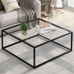 Load image into Gallery viewer, Black Glass Coffee Table for Living Room,Square Coffee Tables for Small Spaces,Simple Tea Cocktail Modern Center Tables, Living Room Tables,Easy Assembly,26 * 26in（Black &amp; Clear Glass）