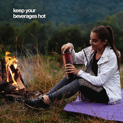 Stainless Steel Insulated Water Bottle and Travel Mug for Hot and Cold Beverages, Wide Mouth, Double Wall Insulated Hydration Sports Water Bottle for Hiking, Biking, Outdoor, 32 OZ BPA Free