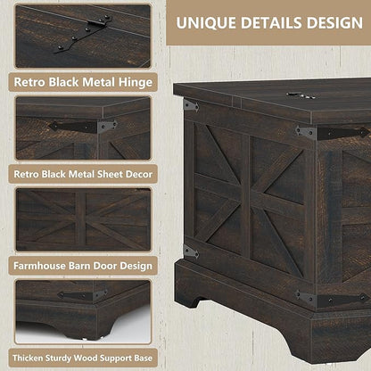 Furnideco Square Coffee Table with Storage Farmhouse Coffee Table with Lifting Top Modern Wood Center Table for Living Room Home Office, Dark Brown