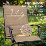 Load image into Gallery viewer, PHI VILLA 3 Piece Outdoor Swivel Bar Stools Set, Bar Height Patio Set with 2 Padded Textilene Fabric Chairs, All-Weather High Top Patio Bistro Table and Chairs Furniture, Brown