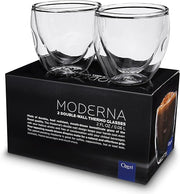 Ozeri Moderna Artisan Series Double Wall Beverage and Espresso Shot Glasses, 2-Ounce, Set of 2