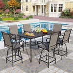 Load image into Gallery viewer, PHI VILLA 7 Piece Outoor Bar Dining Set, High Top Patio Bar Table and Chairs Set with 6 Outdoor Swivel Bar Stools &amp; 40" Outdoor Bar Table for Yard, Garden and Terrace, Grey