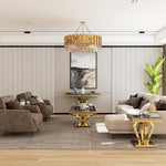 Load image into Gallery viewer, Living Room Table Set - 3 Piece Coffee Table With 2 End Tables, Black and Gold for Home Apartment Office