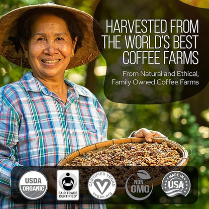 La Republica Founders Reserve Decaf Instant Mushroom Coffee Organic (35 Servings), Premium 50% More Shrooms, Rich Flavor