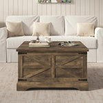 Load image into Gallery viewer, Furnideco 35.5''W Square Coffee Table Farmhouse Lift top Coffee Table with Large Hidden Storage, Wood Center Table for Living Room, Home Office, Brown