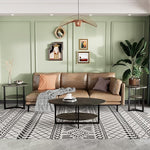 Load image into Gallery viewer, Solid Wood Oval Coffee Table with Cross Metal Legs, 43.3in Modern Industrail Center Table with Open Shelf Cocktail Tea Table for Living Room Bedroom, Rustic Black 1811BK