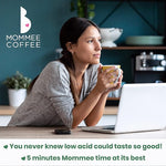 Load image into Gallery viewer, Mommee Coffee - Quarter Caf | Low Acid, Organic, Fair Trade, Water Processed | Ground, 22oz.