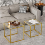 Load image into Gallery viewer, VILAWLENCE Coffee Table Set of 2, Modern Gold Glass Side Table, Metal Frame Square End Table, Center Tables Nesting Coffee Table for Living Room,Bedroom and Small Spaces