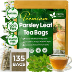 Load image into Gallery viewer, FreshDrinkUS, Premium 135 Parsley Leaf Tea Bags, 100% Natural &amp; Pure from Parsley Leaves. Loose Leaf Parsley Herbal Tea. Made with Natural Material Tea Bags. No Sugar, No Caffeine, No Gluten, Vegan.