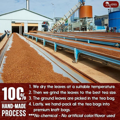 TOG999, 135 Premium Red Rooibos Tea Bags, 100% Natural & Pure from Rooibos Tea Leaves. Loose Leaf Rooibos Herbal Tea. Made with Natural Material Tea Bags. No Sugar, No Caffeine, No Gluten, Vegan.
