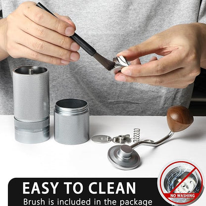 Manual Coffee Grinder with Stainless Steel Burr, Hand Coffee Grinder External Adjustable Grind Setting for Espresso, French Press (Silver)