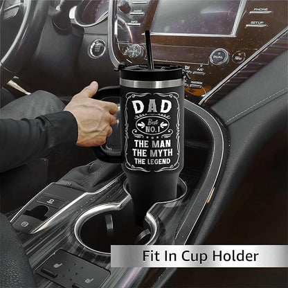 Engraved 40 oz Tumbler With Handle Straw Lid - Gifts For Dad For Fathers Day & Valentines Day Gift for Husband, Him - Christmas, Birthday Gifts for Father, Dad, Grandpa, Papa from Daughter