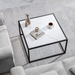 Load image into Gallery viewer, SAYGOER White Coffee Table,Small Square Coffee Table,Modern Center Table for Living Room Office 27.6 * 27.6 * 15.7 Inch, Easy Assembly, White Faux Marble Top