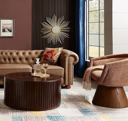 Round Coffee Table for Living Room, Lift Top Coffee Table with Large Storage Compartment, Wood Center Table for Office, No Need Assembly (31x31x16 in)