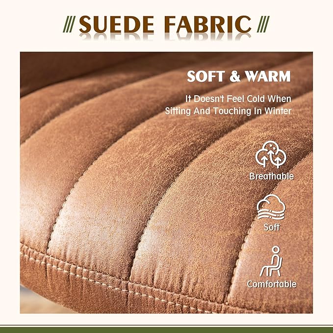 High Back Office Chair,Modern Swivel Office Chair,Brown Suede Fabric Gaming Chair,Height Adjustable Home Office Desk Chair with Lumbar Support