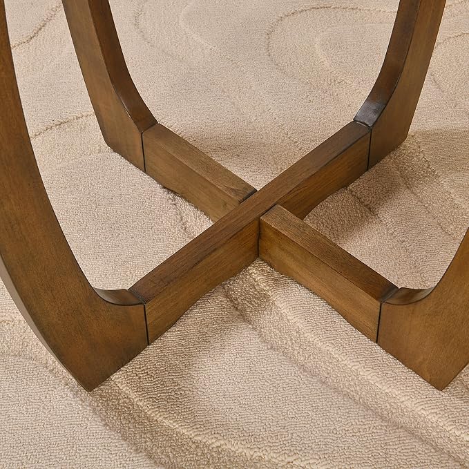 Large Round End Side Table with Cross Wood Leg, Mid Century Sofa Side Tables with soild wood, Walnut Side end Table, Telephone Tabless for Living Room, 23.6" D,Easy Assembly, Rustic Brown CJZ3223