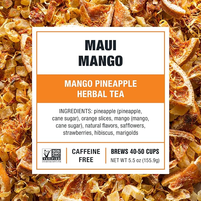 Tiesta Tea - Maui Mango | Loose Leaf | Mango Pineapple Herbal Tea | Premium Non-Caffeinated Blend | Make Hot or Iced | Brews Up to 50 Cups | 33 Ounce Refillable Tin, Pack of 6
