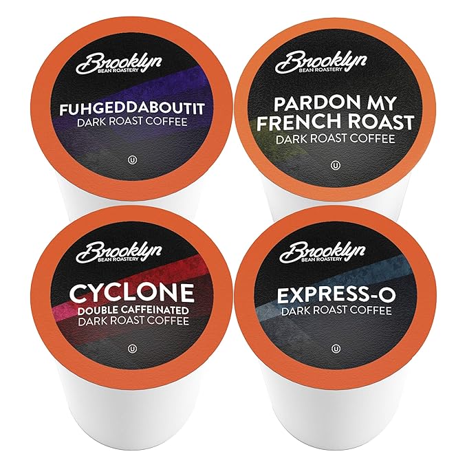 Brooklyn Beans Coffee Pods, Bold Gourmet Variety Pack - Compatible with Keurig 2.0 K Cup Brewers, 40 Count, Strong and Intense Dark Roast