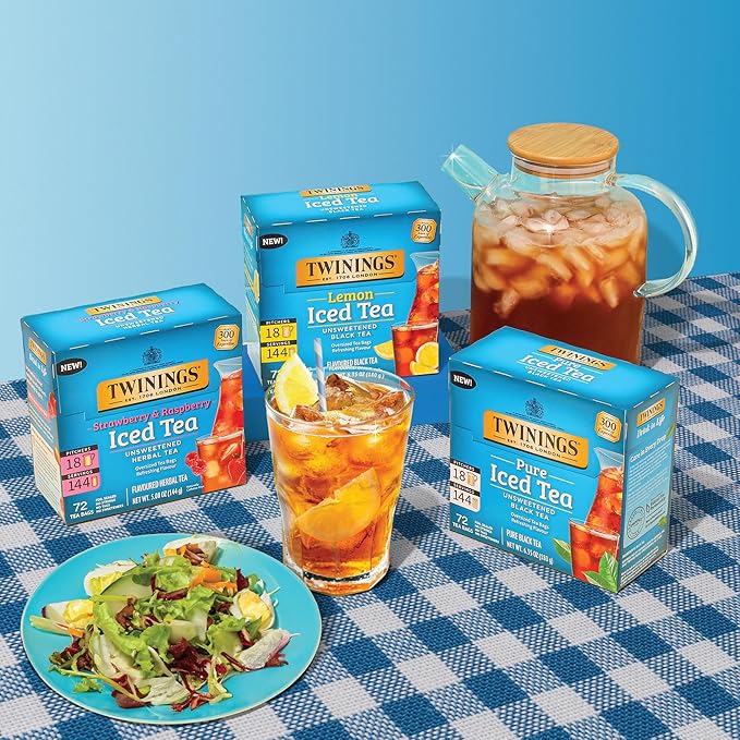 Twinings Black Iced Tea, 72 Oversized Tea Bags, Makes 18 Pitchers or 144 Servings, Unsweetened, Caffeinated, 72 Count (Pack of 1)