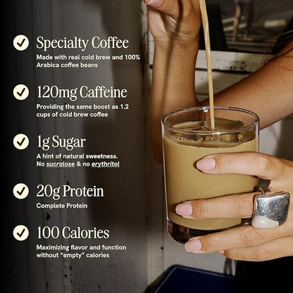 Protein Coffee - Real Cold Brew with Decadent Cocoa - 20g Ready To Drink Protein - 1g Sugar - 100 Calories - No Added Sugar, 99% Lactose Free Keto Friendly Proffee - 11 FL OZ - 12pk Mocha