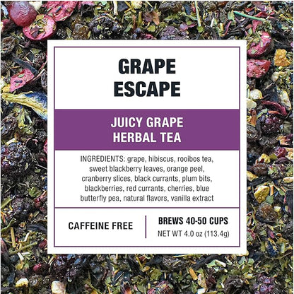 Tiesta Tea - Grape Escape, Loose Leaf, Juicy Grape Herbal Tea, Non Caffeinated Fruit Blends, Make Hot or Iced Up to 50 Cups, 4 oz Refillable Tin