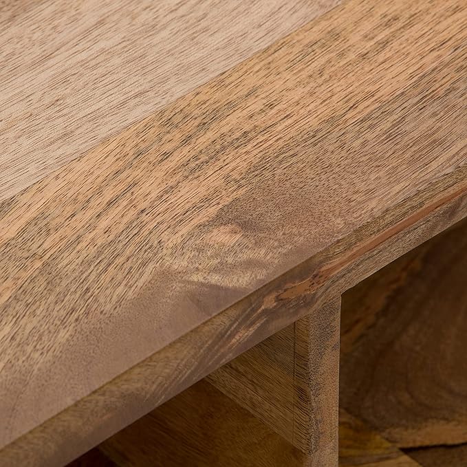 SIMPLIHOME Hunter Lift Top Coffee Table - 48 inch Wide Solid Mango Wood and Metal Industrial Cocktail Table in Natural, Functional Living Room Table with 2 Storage Cubbies and Hairpin Legs