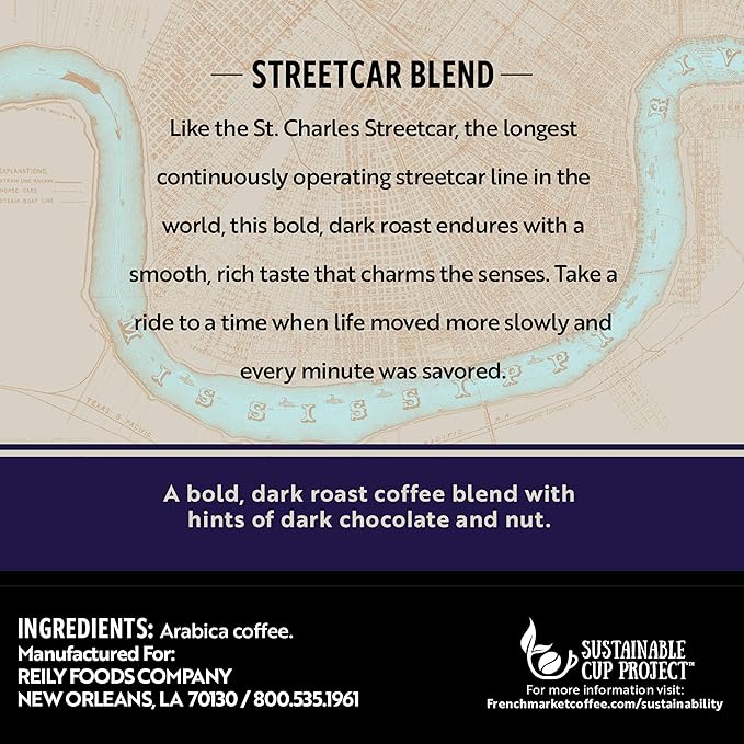French Market Streetcar Blend Dark Roast Single Serve Coffee Pods, 12ct Box (Pack of 6)