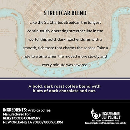 French Market Streetcar Blend Dark Roast Single Serve Coffee Pods, 12ct Box (Pack of 6)