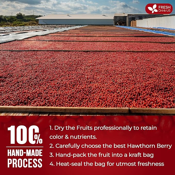 FreshDrinkUS, 16oz Premium Dried Hawthorn Berries – All-Natural, Non-GMO, Perfect for Tea, Smoothies, Baking & Snacking – Healthy, Versatile Superfood