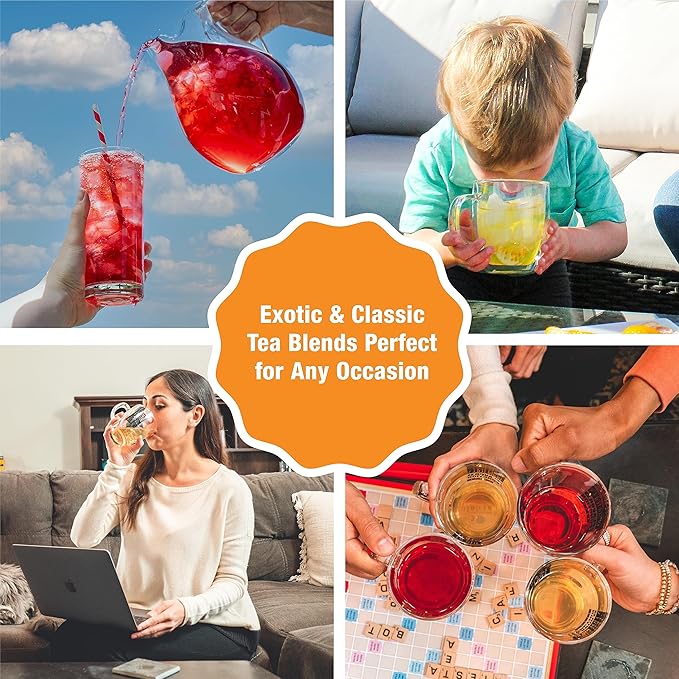 Tiesta Tea - Fruity Tea Sampler Dry Flight Set, Loose Leaf, No Caffeine, Makes Hot and Iced, Assorted Fruit Brews with Mango, Peach, Orange Drinks & More, 8 Resealable Sample Pouches