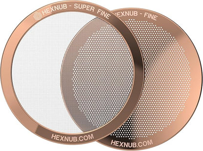 HEXNUB - Reusable Metal Filters for AeroPress Coffee Maker, Stainless Steel Filter Fits AeroPress Original & Go Cafe Press, Fuller Bodied Coffee Than Paper Filters - COPPER 2-PACK