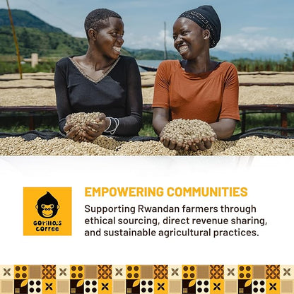 Gorilla's Coffee 100% Arabica - Medium Roast Whole Bean Coffee, Fair Trade, Full Bodied, with Notes of Dark Chocolate | Premium Rwandan Coffee | Rich, Flavorful, and Aromatic (500g/17.6oz)