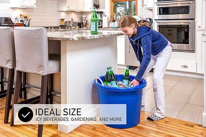 United Solutions Easy-Access Storage Rope Handle Tub, 19 Gallon, Blue, 2 Count (TU0335)
