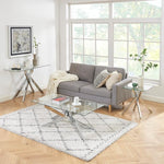 Load image into Gallery viewer, Modern Style Square Side Table with Tempered Glass Top and Metal Tubular Legs, Silver 20”Dx20”Wx22”H