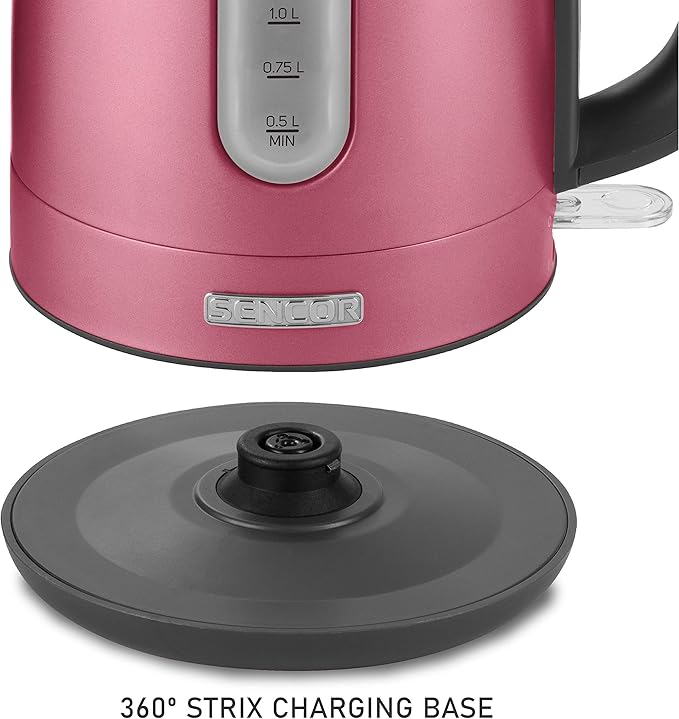 Sencor SWK1774RD 1.7L Stainless Steel Electric Kettle with Lid Safety Lock, Red