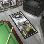 Load image into Gallery viewer, Ottomanson 22" x 53" $100 Bill Money Rug - Durable &amp; Non-Slip Area Rug - Fun &amp; Eye-Catching Decor for Bedroom, Office, Game Room &amp; Man Cave - Unique Gift for &amp; Trendy Home Decor, Black/Gold