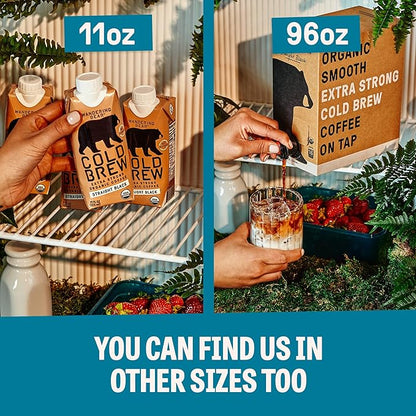 Wandering Bear Organic Vanilla Cold Brew Coffee, 32 fl oz, 3 pack - Extra Strong, Bold, Smooth, Unsweetened, Shelf-Stable, Ready to Drink, Gluten Free, & Vegan, Iced Cold Brewed Coffee Drinks