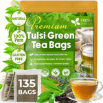 Load image into Gallery viewer, FreshDrinkUS, Premium 135 Tulsi Green Tea Bags, 100% Natural, Blend of Tulsi Holy Basil Leaves, and Green Tea Leaves. Made with Natural Material Tea Bags. No Sugar, Vegan.