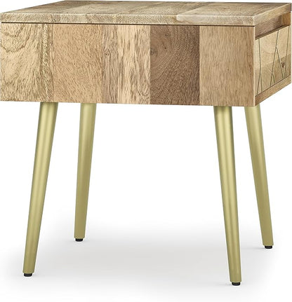 SIMPLIHOME Jager Mid Century - Contemporary 22 inch Wide Metal Side Table in Natural for the Living Room and Bedroom