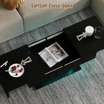 Load image into Gallery viewer, Black LED Coffee Table with Storage for Living Room, Living Room Table Rectangular Center Table, Modern High Glossy Wooden Coffee Tables for Dining Reception Room