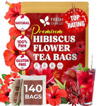 Load image into Gallery viewer, FreshDrinkUS, Premium 140 Hibiscus Flowers Tea Bags, 100% Natural, Handmade &amp; Pure from Hibiscus Flowers. No Sugar/Caffeine/Gluten, Vegan. Tart &amp; Refreshing, Hot or Ice Tea, Great For All Seasons