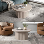 Load image into Gallery viewer, SICOTAS Round Coffee Table for Living Room, 32" Circle Modern Fluted Center Coffee Table with Storage, Mid Century Accent Tea Dining Table for Small Space, Apartment, White Alder