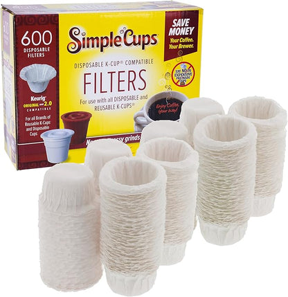 Disposable Paper Coffee Filters 600 count - Compatible with Keurig, K-Cup machines & other Single Serve Coffee Brewer Reusable K Cups - Use Your Own Coffee & Make Your Own Pods - Works with All Brands