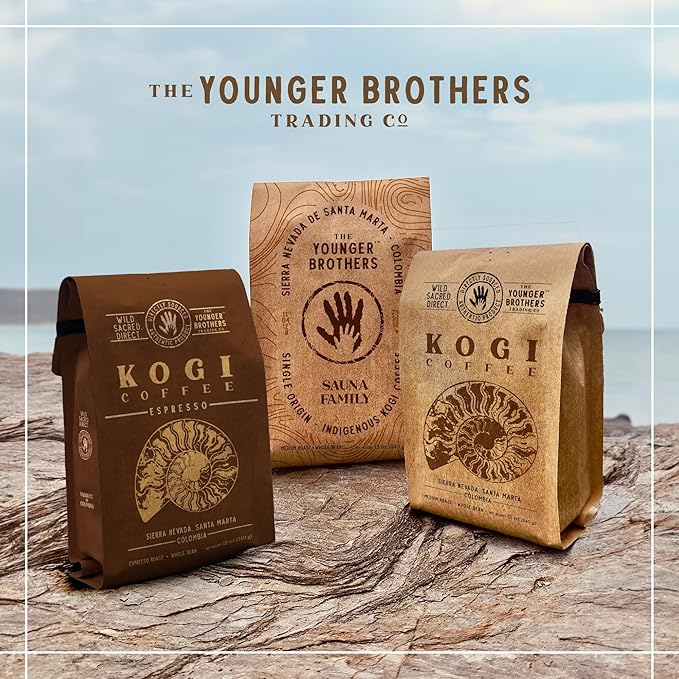 The Younger Brothers Trading Co. Kogi Coffee | Indigenous Wild Grown Whole Bean | Ethically Sourced Single Origin Colombian Coffee | Kogi Espresso Roast (12 Ounce (Pack of 5)