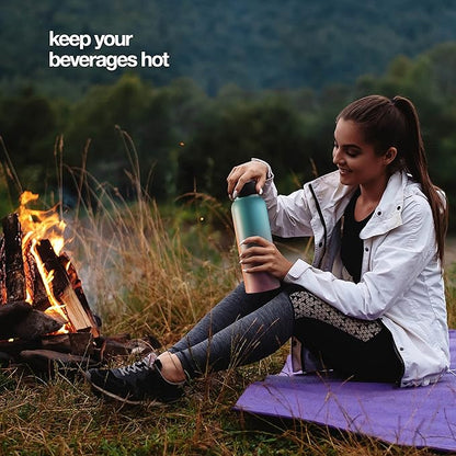 Stainless Steel Insulated Water Bottle and Travel Mug for Hot and Cold Beverages, Wide Mouth, Double Wall Insulated Hydration Sports Water Bottle for Hiking, Biking, Outdoor, 64 OZ BPA Free