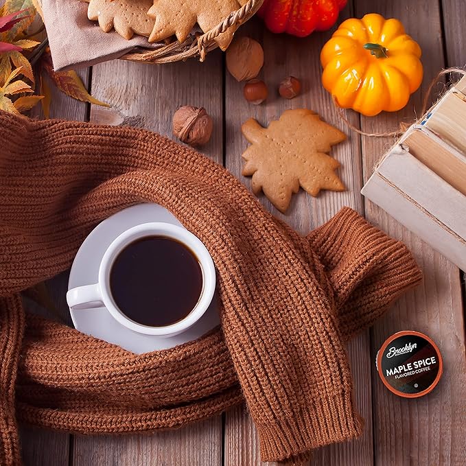 Brooklyn Beans Roastery Coffee Pods, Fall Maple Spice Flavored - Compatible with Keurig K Cup Brewers Including 2.0 Machines, 40 Count, Autumn-Inspired